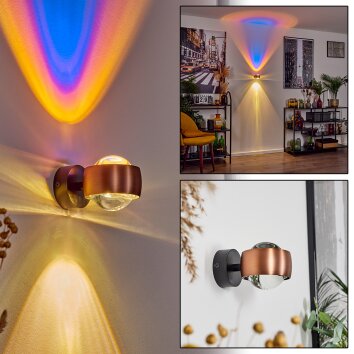Sapri Muurlamp Koperkleurig, Zwart, 1-licht