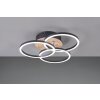 Reality Circle Plafondlamp LED houtlook, Zwart, 1-licht, Afstandsbediening