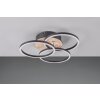 Reality Circle Plafondlamp LED houtlook, Zwart, 1-licht, Afstandsbediening