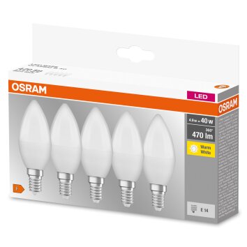 OSRAM CLASSIC B Set van 5 LED E14 4,9 Watt 2700 Kelvin 470 Lumen