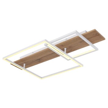 Globo VANNI Plafondlamp LED houtlook, Wit, 1-licht