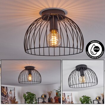 Gourel Plafondlamp Zwart, 1-licht