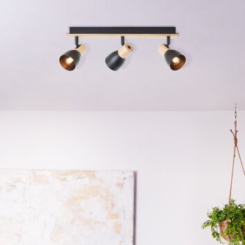 Brilliant Daintree Plafondlamp Natuurlijke kleuren, Zwart, 3-lichts