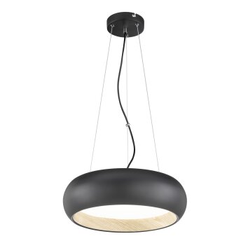 SCHÖNER WOHNEN-Kollektion Wood Hanglamp LED houtlook, Zwart, 1-licht