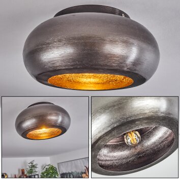 Zigne Plafondlamp Oud zilver, Zwart, 1-licht