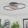 Audouin Plafondlamp LED houtlook, Zwart, 1-licht, Afstandsbediening