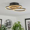 Xena Plafondlamp LED houtlook, Zwart, 1-licht, Afstandsbediening