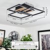 Oberegg Plafondlamp LED houtlook, Zwart, 1-licht, Afstandsbediening