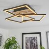 Oberegg Plafondlamp LED houtlook, Zwart, 1-licht, Afstandsbediening