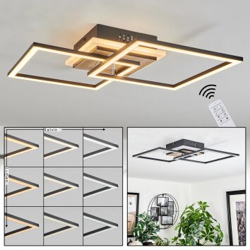 Audouin Plafondlamp LED houtlook, 1-licht, Afstandsbediening