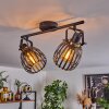 Pocho Plafondlamp Messing, Zwart, 2-lichts