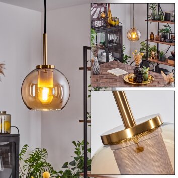 Koyoto Hanger Glas 15 cm Goud, Zwart, 1-licht