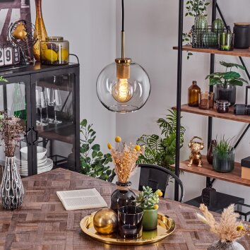 Koyoto Hanger Glas 20 cm Goud, Zwart, 1-licht