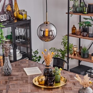 Koyoto Hanger Glas 20 cm Goud, Zwart, 1-licht