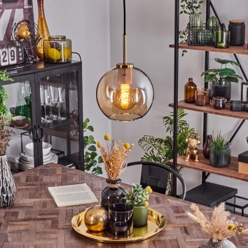 Koyoto Hanger Glas 20 cm Goud, Zwart, 1-licht