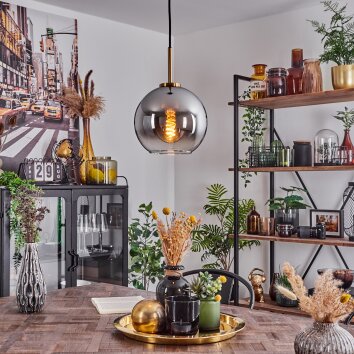 Koyoto Hanger Glas 20 cm Goud, Zwart, 1-licht