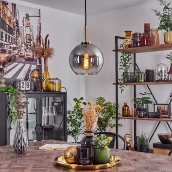 Koyoto Hanger Glas 20 cm Goud, Zwart, 1-licht