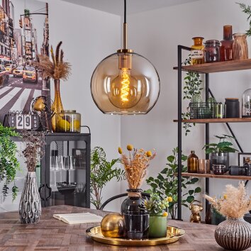 Koyoto Hanger Glas 25 cm Goud, Zwart, 1-licht