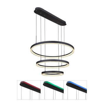 Globo AUGUSTO Hanger LED Goud, Zwart, 2-lichts, Afstandsbediening, Kleurwisselaar