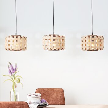 Brilliant Woodline Hanglamp Zwart, 3-lichts