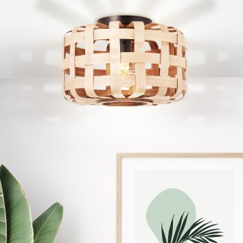 Brilliant Woodline Plafondlamp Zwart, 1-licht