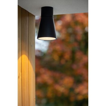 Lucide DERBY Buitenshuis plafond verlichting LED Zwart, 1-licht
