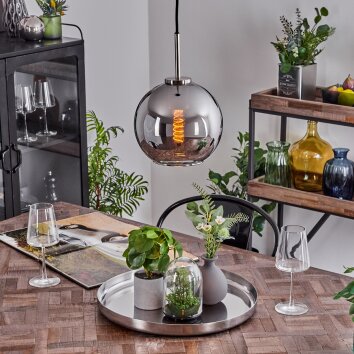 Koyoto Hanger Glas 20 cm Zwart, Zilver, 1-licht