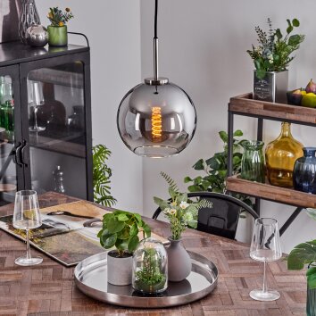 Koyoto Hanger Glas 20 cm Zwart, Zilver, 1-licht