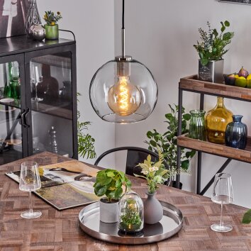 Koyoto Hanger Glas 25 cm Zwart, Zilver, 1-licht