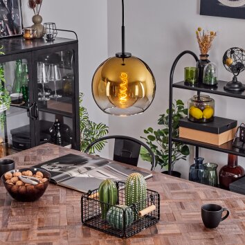 Koyoto Hanger Glas 25 cm Staal geborsteld, 1-licht