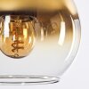 Koyoto Hanglamp Glas 15 cm Goud, Duidelijk, 3-lichts