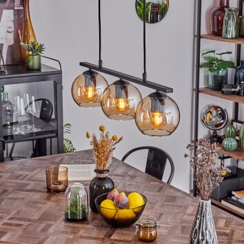 Koyoto Hanglamp Glas 15 cm Amber, 3-lichts