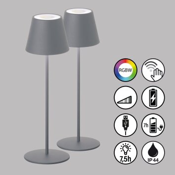 FHL easy Cosenza Tafellamp 2 Set LED Grijs, 1-licht, Kleurwisselaar