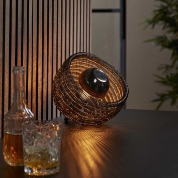 Coil Tafellamp Donkerbruin, Nikkel mat, 1-licht