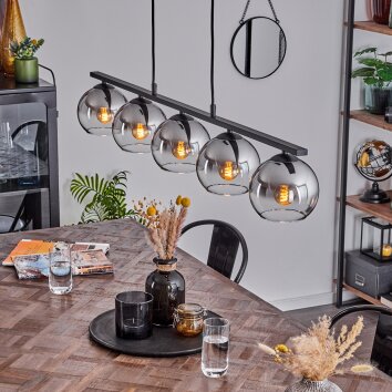 Koyoto Hanglamp Glas 15 cm Rookkleurig, 5-lichts