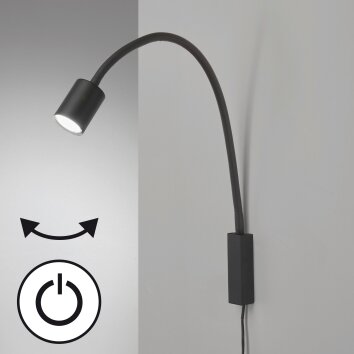 Fischer & Honsel Justi Muurlamp LED Zwart, 1-licht
