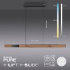 Paul Neuhaus PURE-MOTO-RISE Hanglamp LED houtlook, Zwart, 3-lichts, Afstandsbediening
