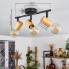 Erlach Plafondlamp Natuurlijke kleuren, Zwart, 3-lichts