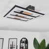Nganbeto Plafondlamp LED houtlook, Zwart, 1-licht