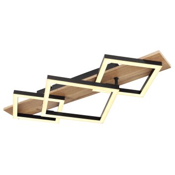 Globo BEATRIX Plafondlamp LED houtlook, Zwart, 1-licht