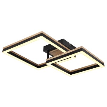 Globo BEATRIX Plafondlamp LED houtlook, Zwart, 1-licht