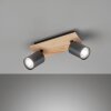 Fischer & Honsel Holton Plafondlamp LED houtlook, Zwart, 2-lichts