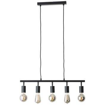 Brilliant Tiffany Hanglamp Zwart, 5-lichts
