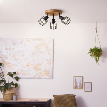Brilliant Gwen Plafondlamp Hout donker, 3-lichts