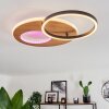 Abonakope Plafondlamp LED houtlook, Natuurlijke kleuren, Zwart, 2-lichts, Afstandsbediening, Kleurwisselaar