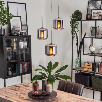 Lauden Hanger Glas 15 cm Chroom, Rookkleurig, 3-lichts