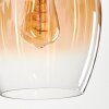 Vevino Hanger Glas 20cm Amber, Duidelijk, 3-lichts