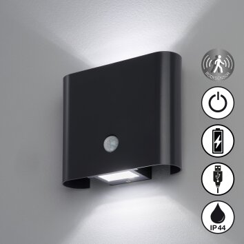 FHL easy Magnetics Buiten muurverlichting LED Zwart, 2-lichts, Bewegingsmelder