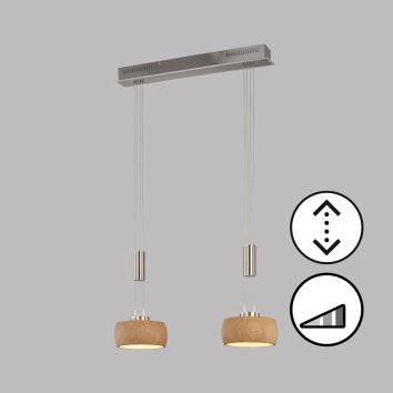 Fischer & Honsel SHINEWOOD Hanglamp LED Nikkel mat, 2-lichts