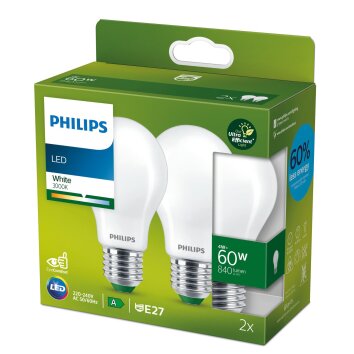 Philips set van 2 E27 LED 4 Watt 3000 Kelvin 840 Lumen